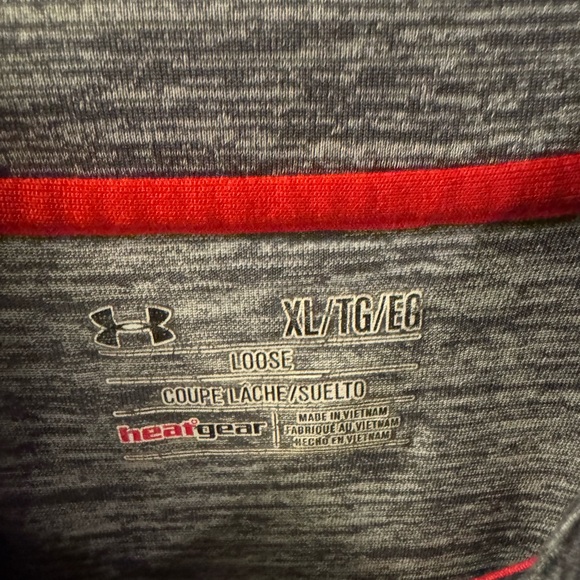 Under Armour Heathered Gray Pullover with Red Trim - Picture 3 of 3